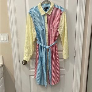 Lands' End Multicolor Striped Long Sleeve Dress